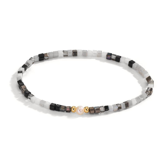 Armband Edelstahl Kristall gelb IP beschichtet Süsswasserzuchtperlen 4-4.5 mm 17 cm