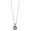 Collana Argento Zirconia rodiato Perla di Tahiti 8-9 mm 45 cm