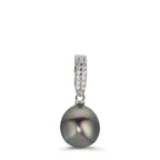 Anhänger Silber Zirkonia 20 Steine rhodiniert Tahitiperlen 10-11 mm