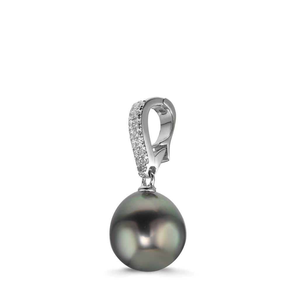 Anhänger Silber Zirkonia 20 Steine rhodiniert Tahitiperlen 10-11 mm
