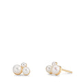 Orecchini a bottone Oro giallo 375/9K Perla coltivata d'acqua dolce, 6 Perla 2-4 mm