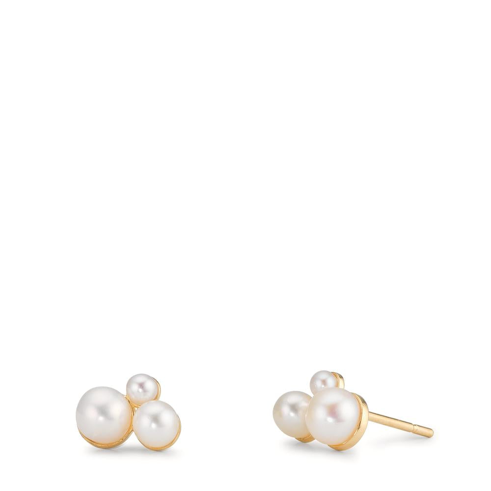 Orecchini a bottone Oro giallo 375/9K Perla coltivata d'acqua dolce, 6 Perla 2-4 mm