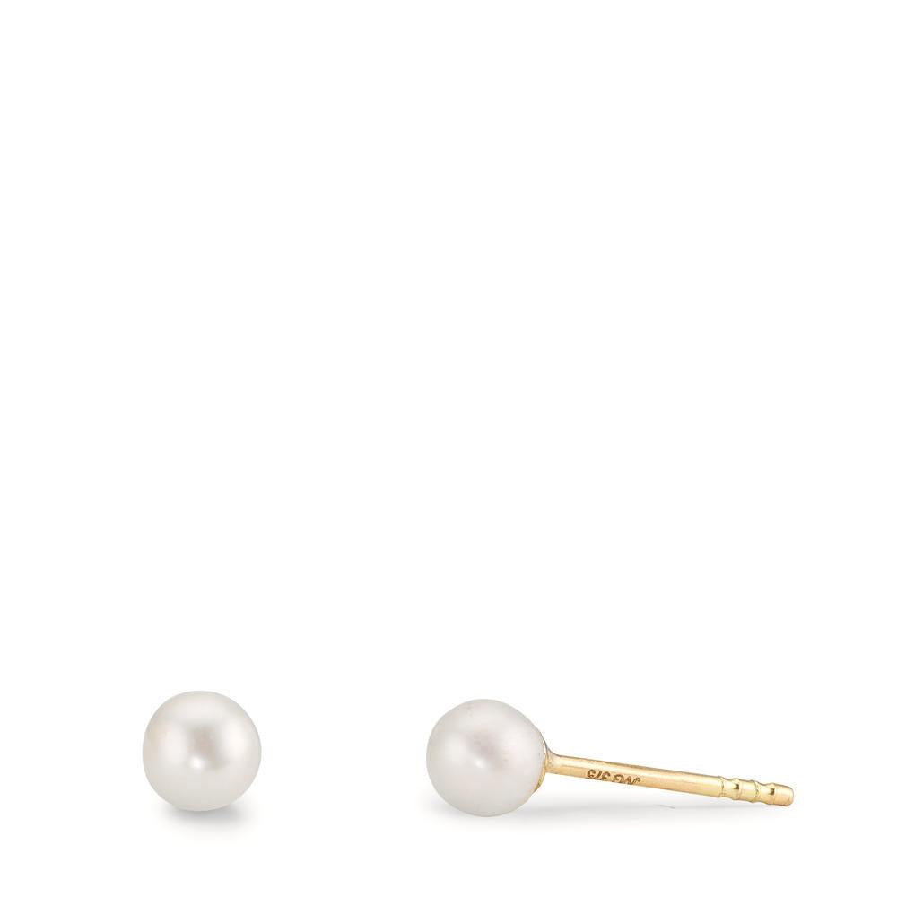 Orecchini a bottone Oro giallo 375/9K [shining Pearls], 2 Perla 4-4.5 mm