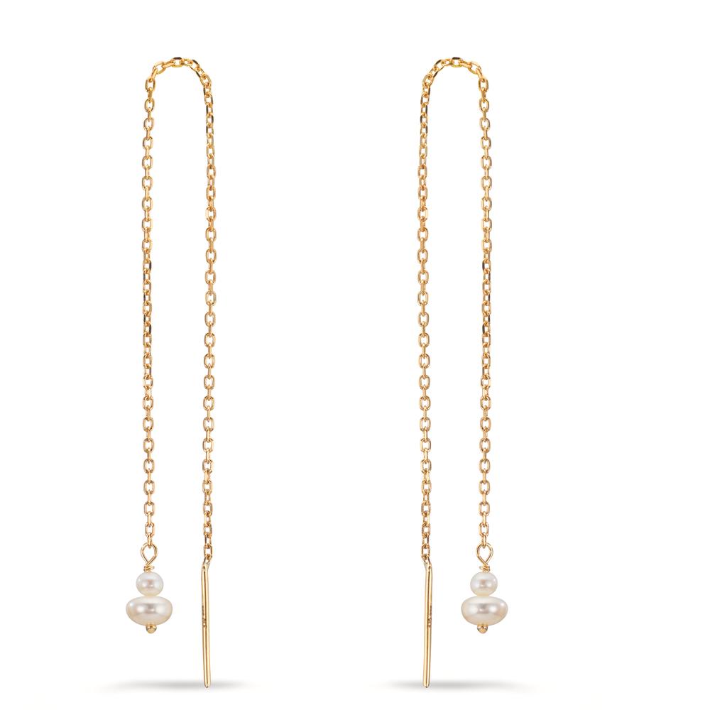 Durchziehohrhänger 375/9 K Gelbgold Süsswasserzuchtperle, 4 Perlen 2.5-4 mm