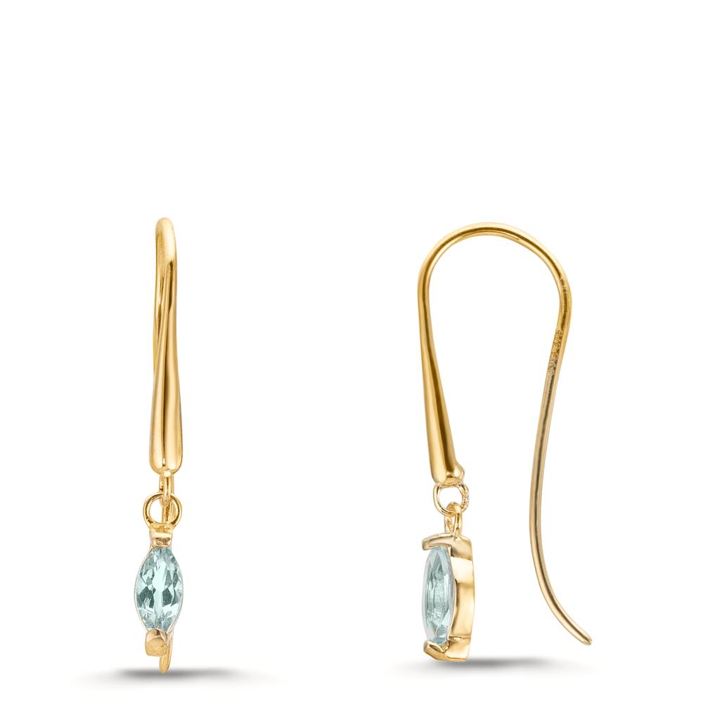 Orecchini Oro giallo 375/9K Topazio Azzurro, 2 pietra