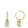 Orecchini a cerchio con pendente Oro giallo 375/9K Ametista verde, 2 pietra