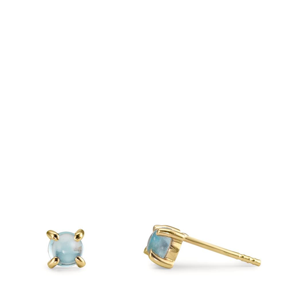 Ohrstecker 375/9 K Gelbgold Topas hellblau, 2 Steine Ø4.3 mm