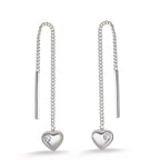 Orecchini a strappo Argento Zirconia 2 pietra rodiato Cuore
