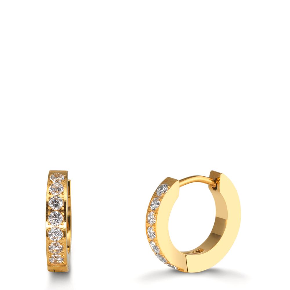 Orecchini circolari Acciaio inossidabile Zirconia bianco, 14 pietra giallo rivestimento IP