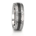 Anello del partner Acciaio inossidabile, Carbonio Zirconia bianco, 6 pietra