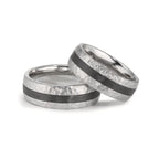 Anello del partner Acciaio inossidabile, Carbonio Zirconia bianco, 6 pietra