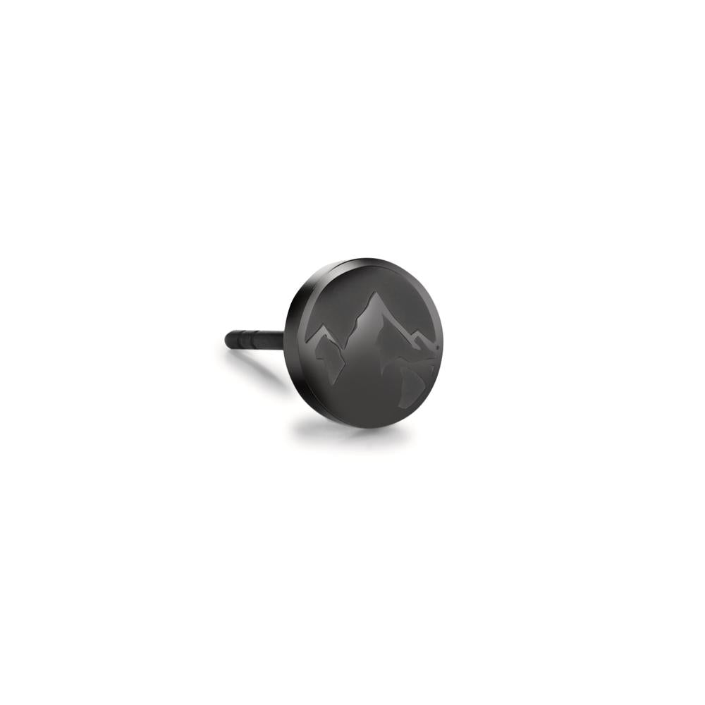 Ohrstecker 1 Stk Edelstahl schwarz IP beschichtet Berg Ø8 mm