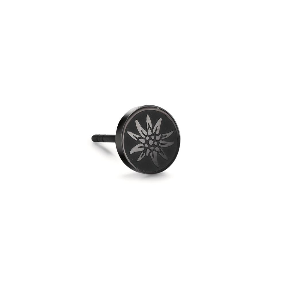 Clous d'oreille à l'unité Acier inoxydable noir PVD Edelweiss Ø8 mm