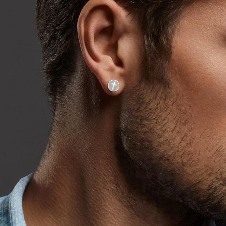 Orecchini a bottone 1 pz Acciaio inossidabile Croce Ø8 mm