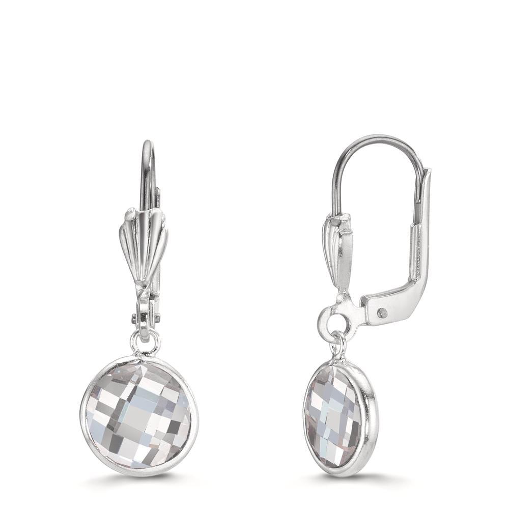 Orecchini Anti allergico Zirconia bianco, 2 pietra, 8 mm