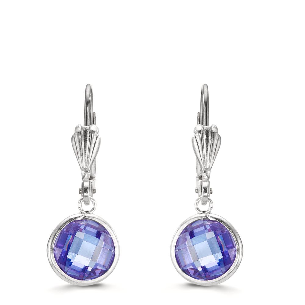 Ohrhänger antiallergisch Zirkonia violett, 2 Steine, 8 mm