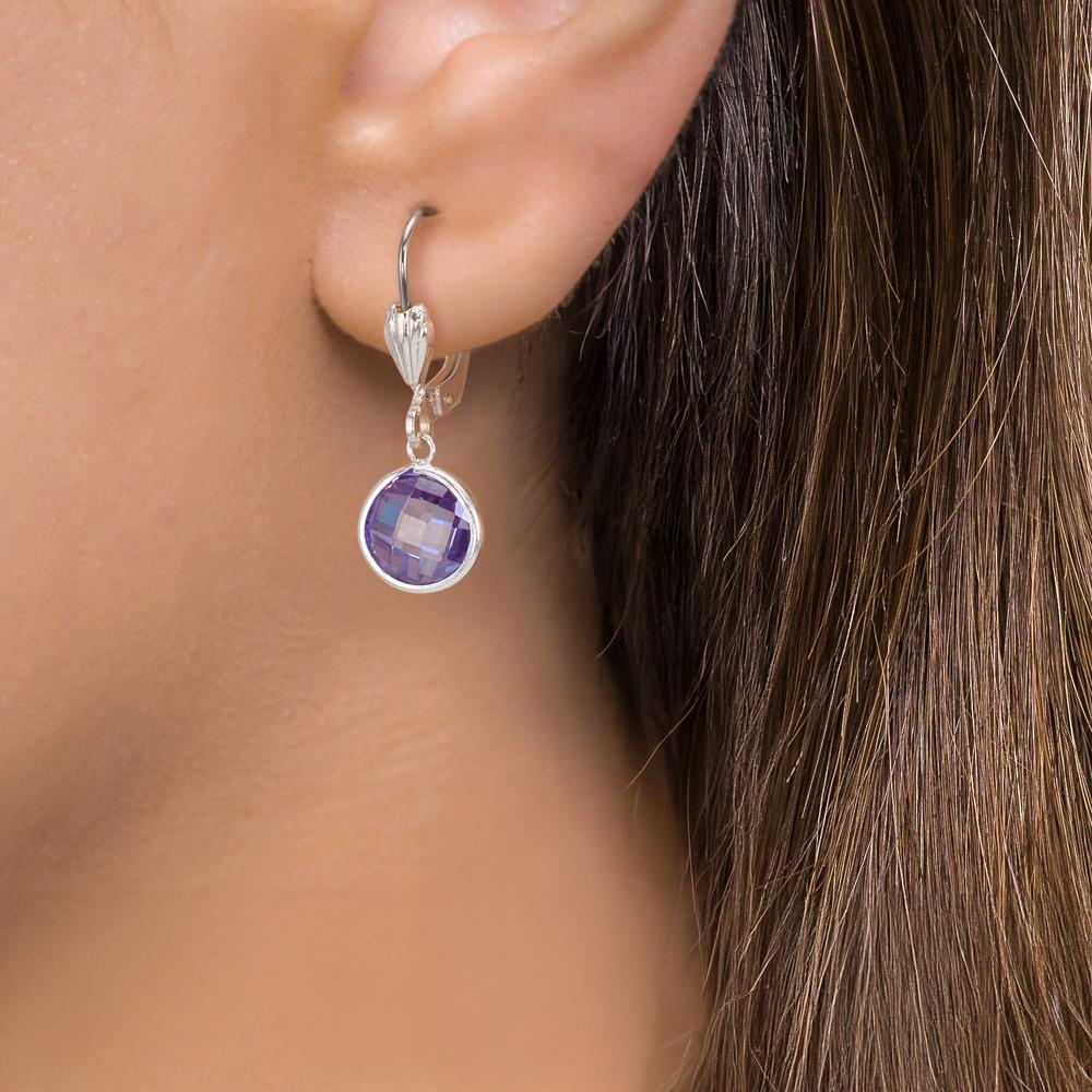 Ohrhänger antiallergisch Zirkonia violett, 2 Steine, 8 mm
