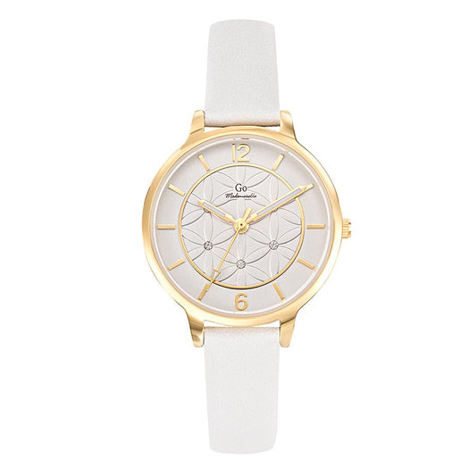 Orologio Acciaio inossidabile, Metallo Cristallo 5 pietra giallo rivestimento IP Ø32 mm