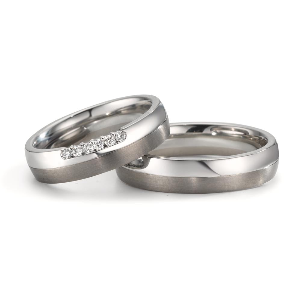 Anello del partner Acciaio inossidabile, Titanio Diamante 0.09 ct, 6 pietra, w-si