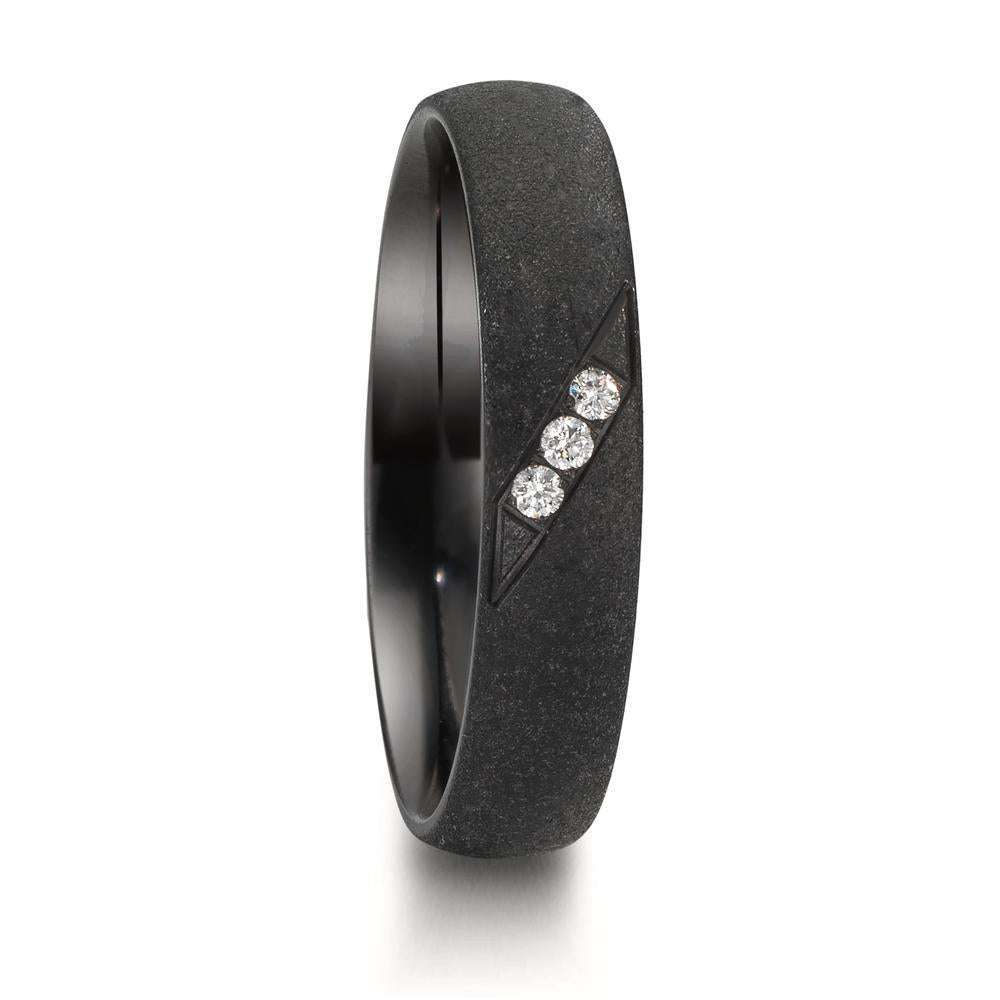 Partnerring Zirkonium Diamant 0.045 ct, 3 Steine, w-si