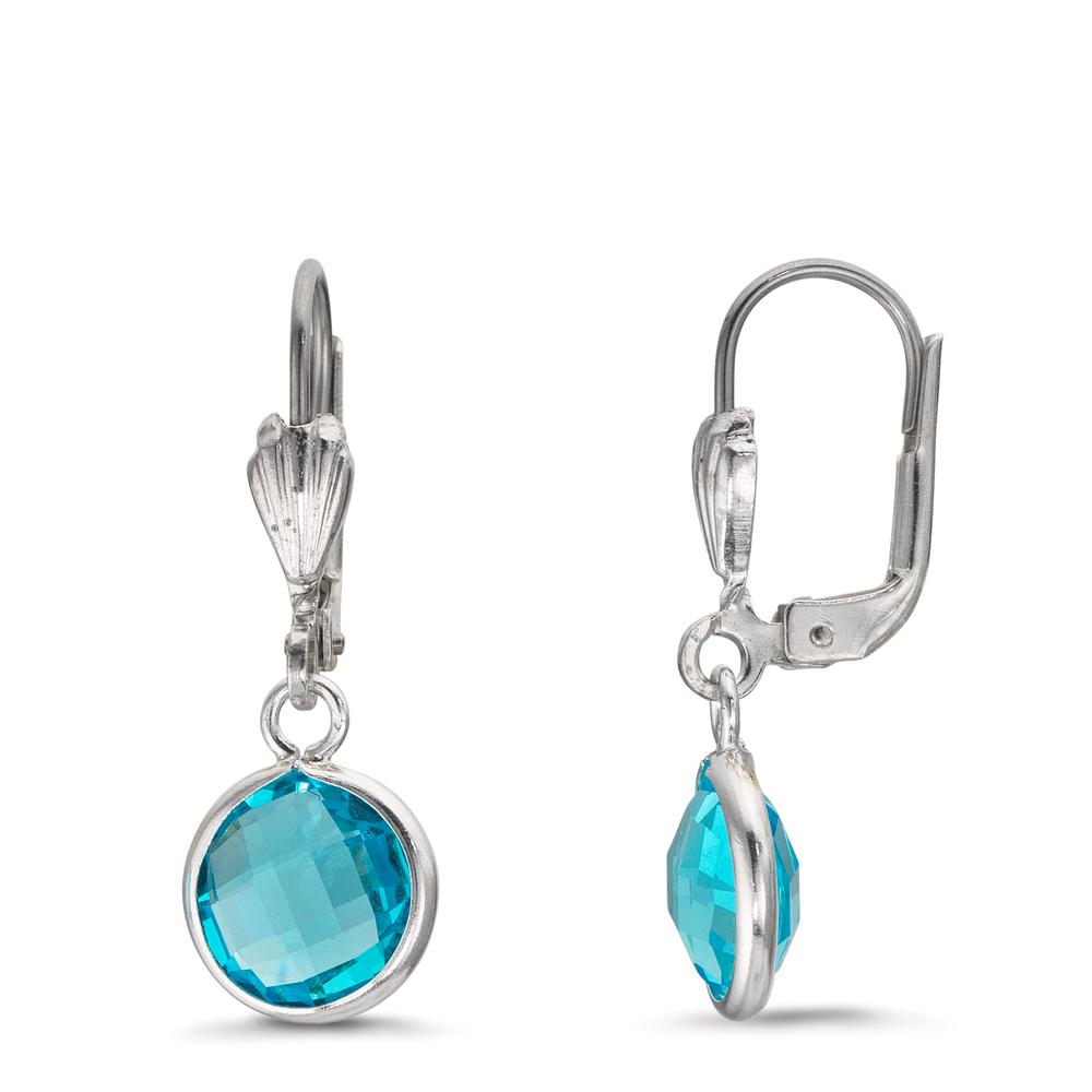 Ohrhänger antiallergisch Zirkonia aqua, 2 Steine, 8 mm