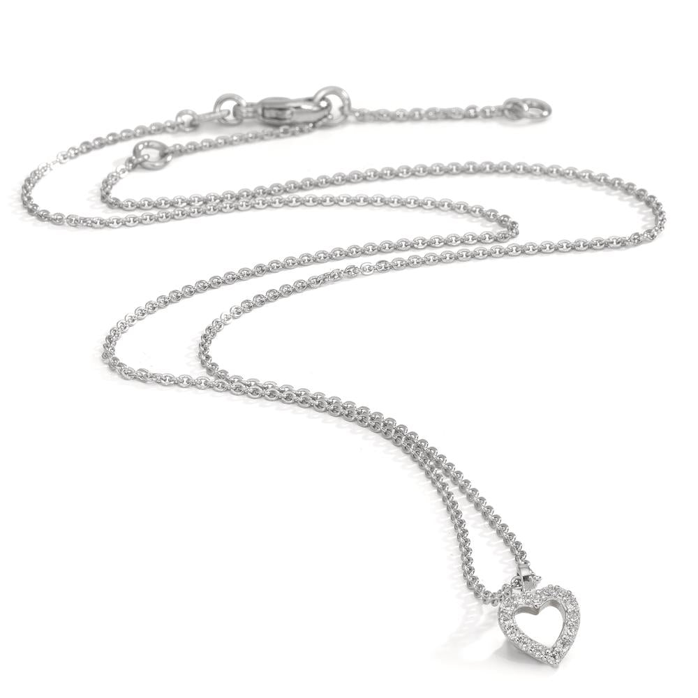 Collier Silber Zirkonia 16 Steine rhodiniert Herz 38-42 cm verstellbar