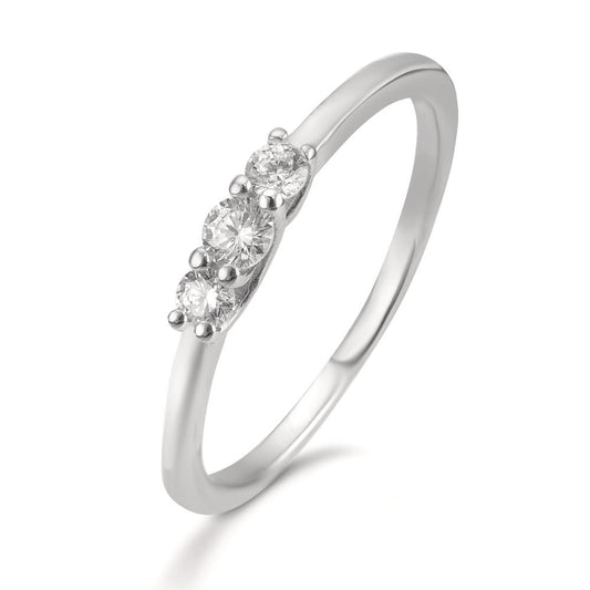 Fingerring Silber Zirkonia 3 Steine rhodiniert