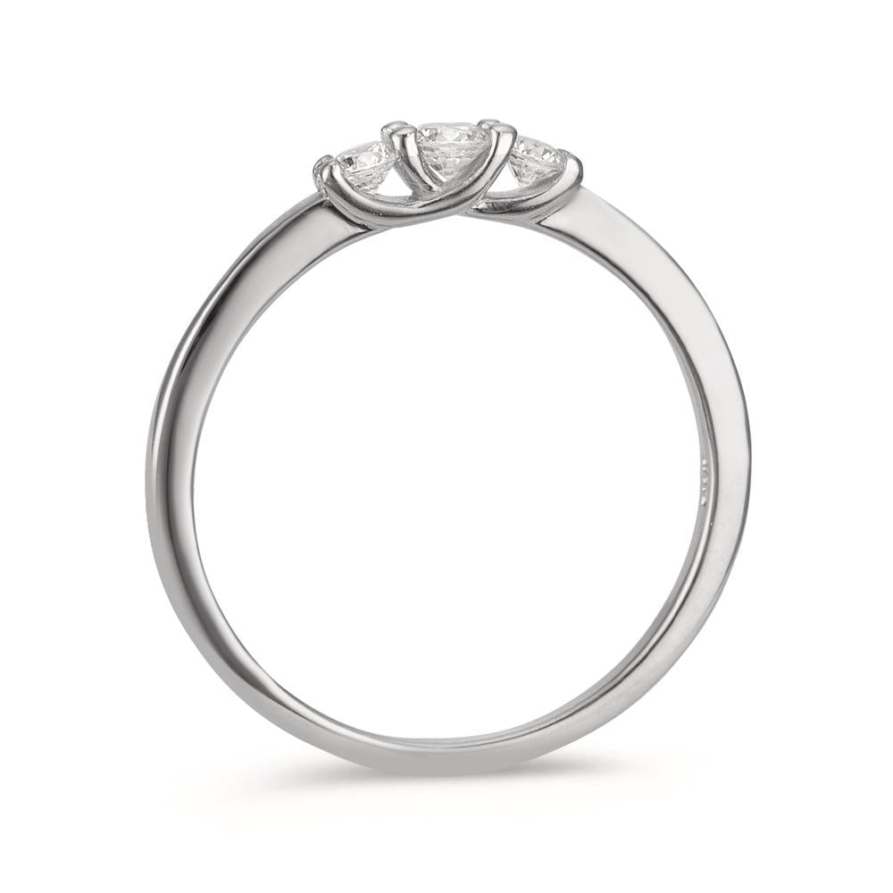 Fingerring Silber Zirkonia 3 Steine rhodiniert