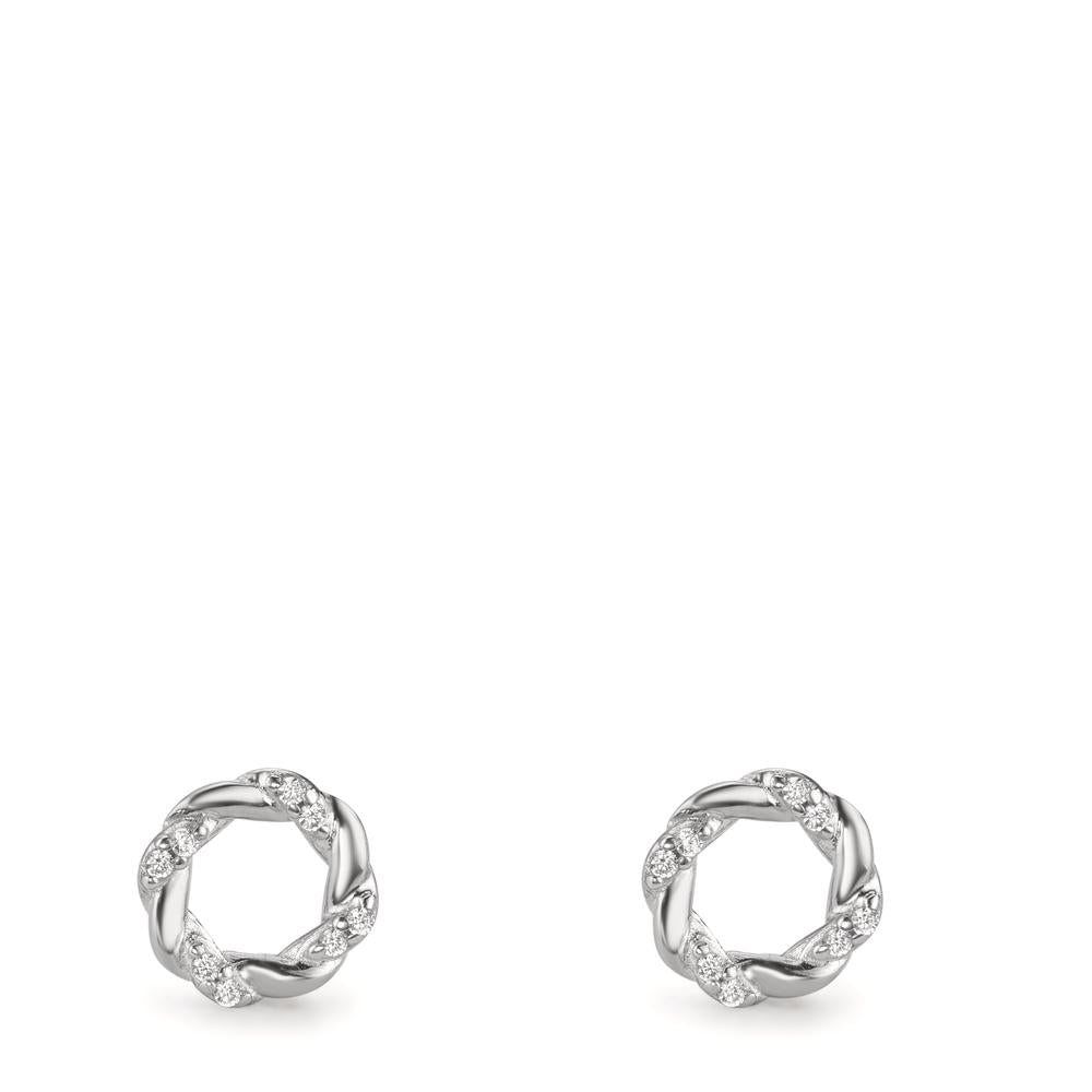 Ohrstecker Silber Zirkonia 16 Steine rhodiniert Ø6.5 mm
