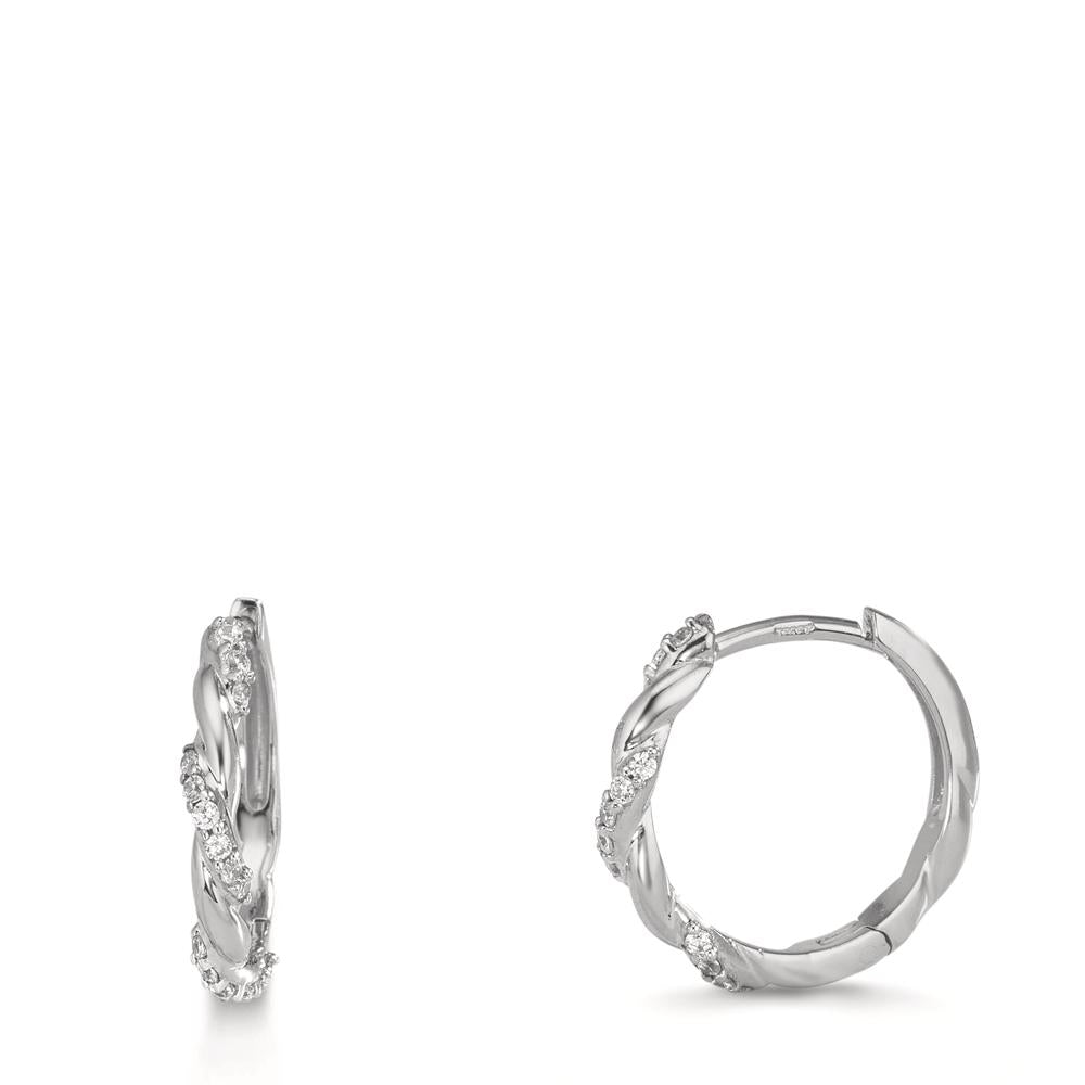 Orecchini circolari Argento Zirconia 26 pietra rodiato