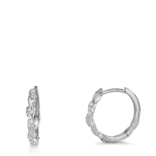 Orecchini circolari Argento Zirconia 26 pietra rodiato