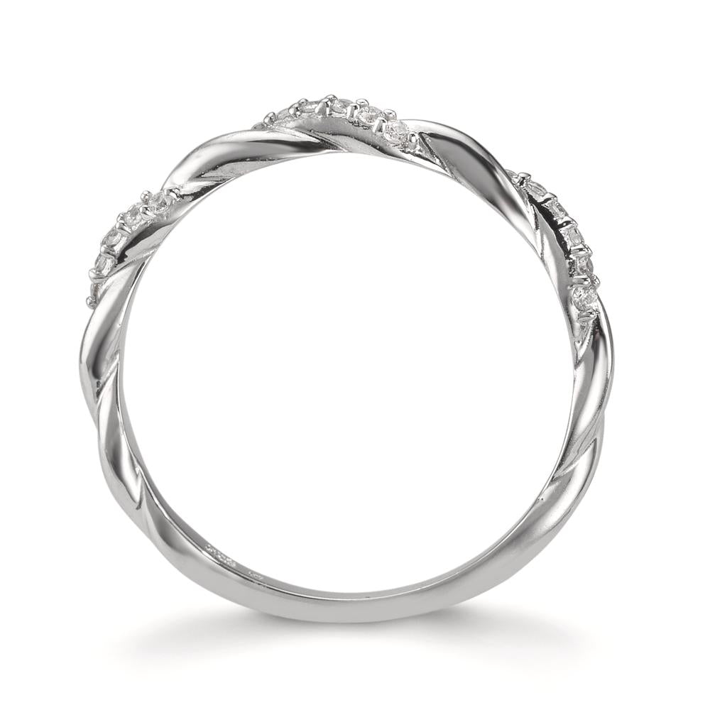 Beisteckring Silber Zirkonia 18 Steine rhodiniert