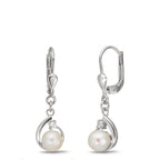 Orecchini Argento Zirconia 2 pietra rodiato Perla coltivata d'acqua dolce, 2 Perla, 5.5 mm