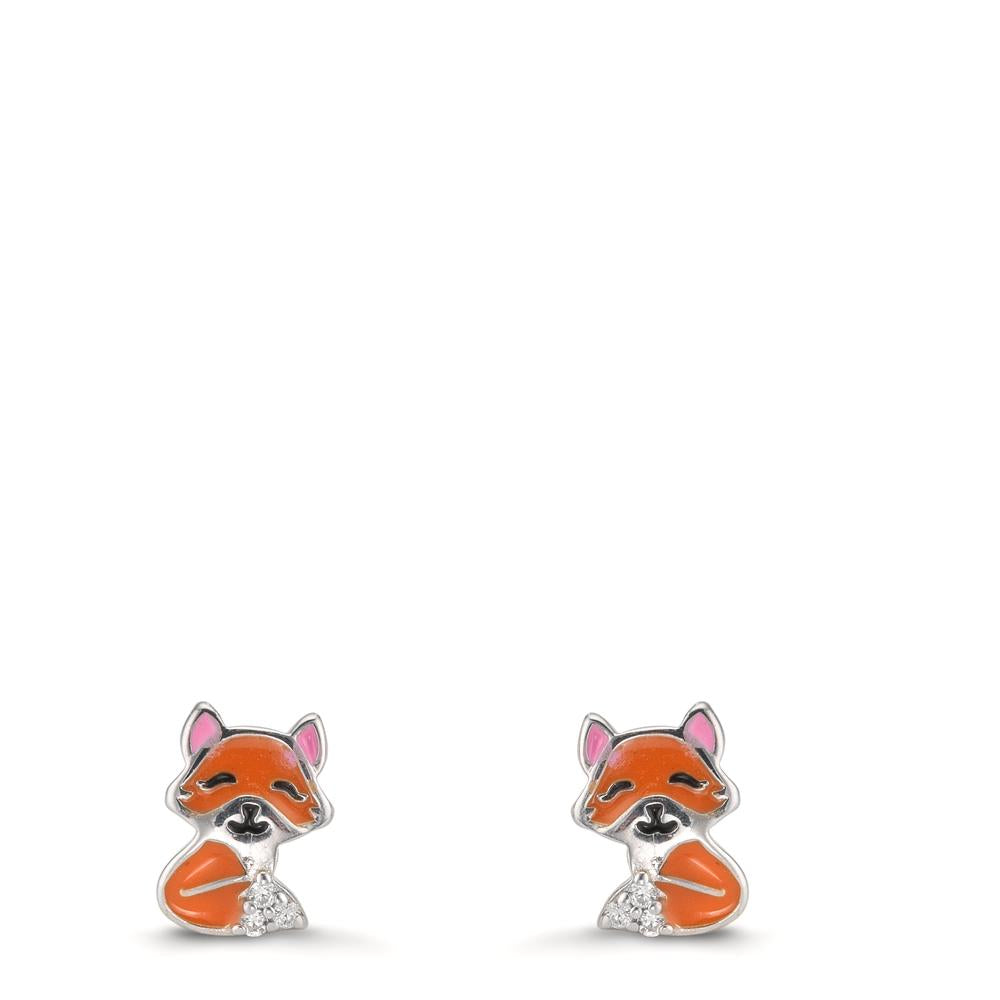 Ohrstecker Silber Zirkonia 6 Steine rhodiniert Fuchs