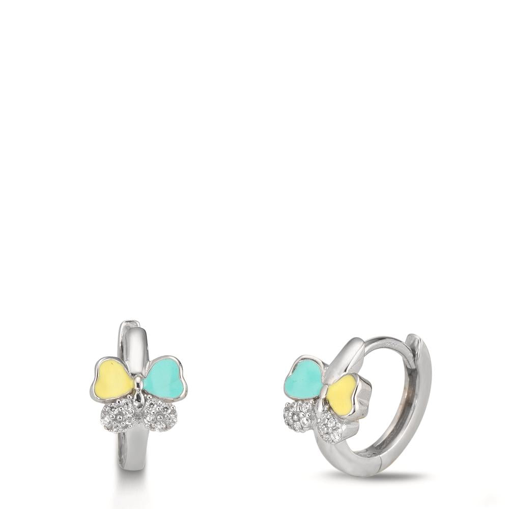 Orecchini circolari Argento Zirconia 20 pietra rodiato Farfalla