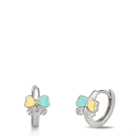 Orecchini circolari Argento Zirconia 20 pietra rodiato Farfalla