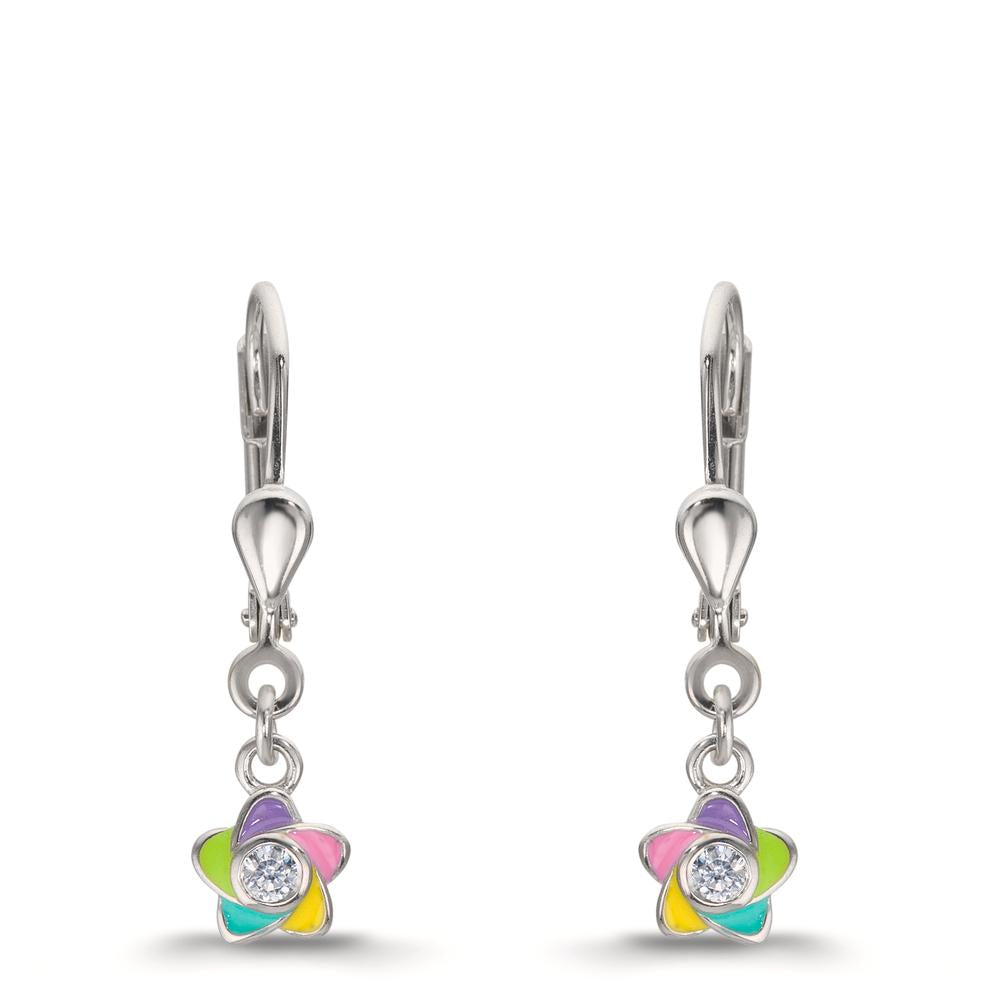 Orecchini Argento Zirconia 2 pietra rodiato