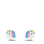 Ohrstecker Silber rhodiniert Einhorn