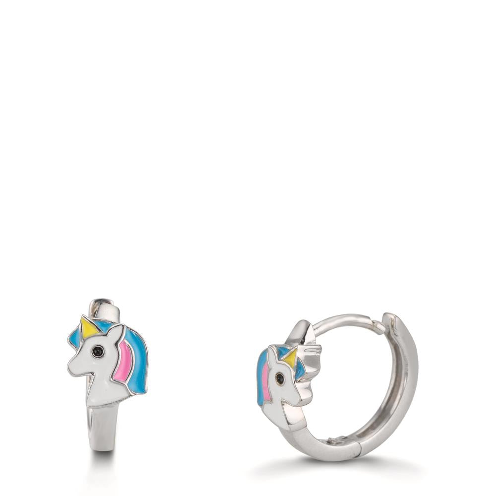 Orecchini circolari Argento rodiato Unicorno
