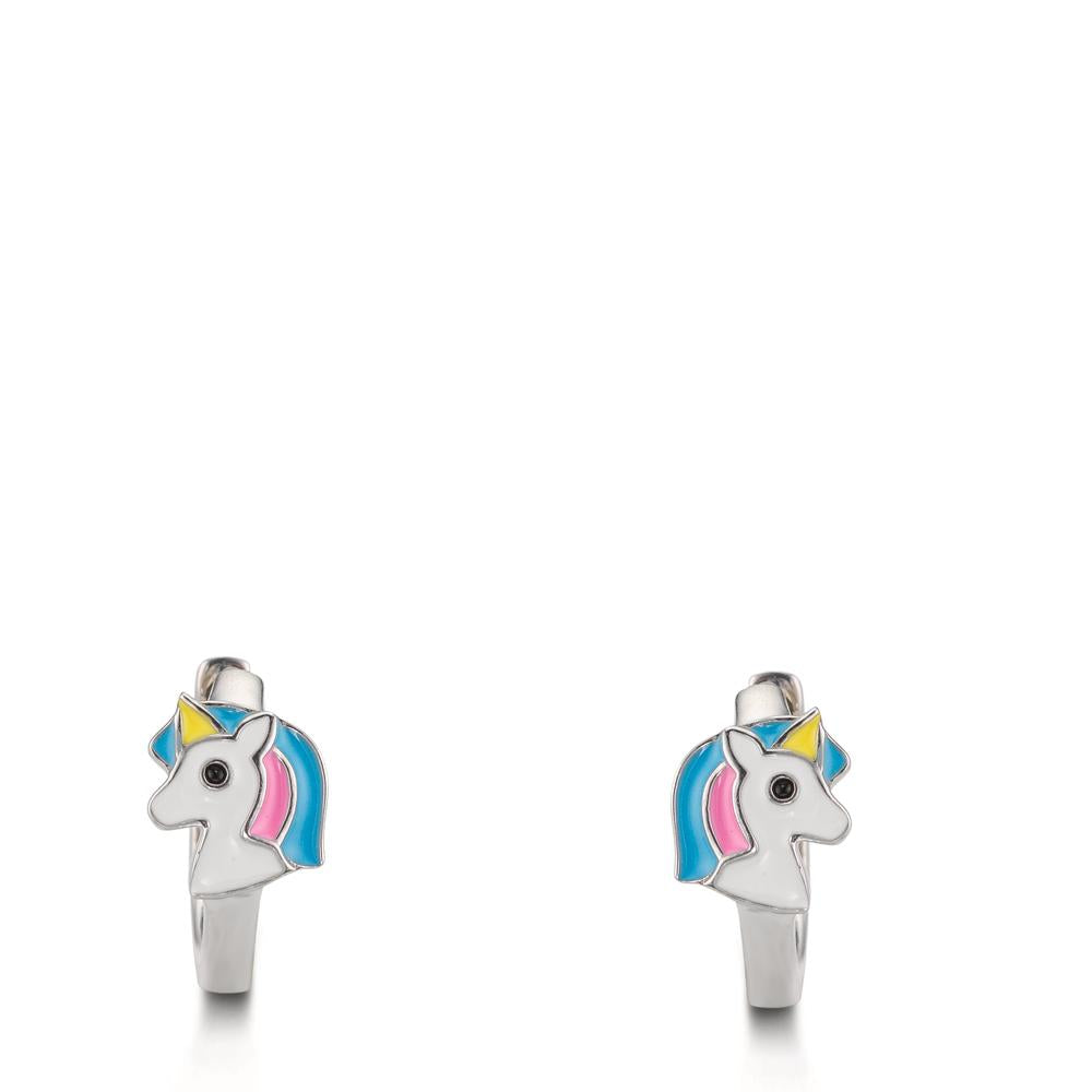 Orecchini circolari Argento rodiato Unicorno