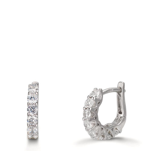 Klappcreolen Silber Zirkonia 16 Steine rhodiniert