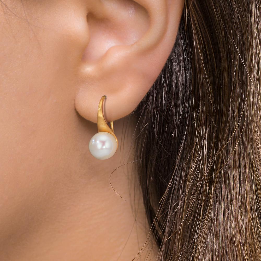 Ohrhänger 375/9 K Gelbgold Süsswasserzuchtperle, 2 Perlen, 8 mm