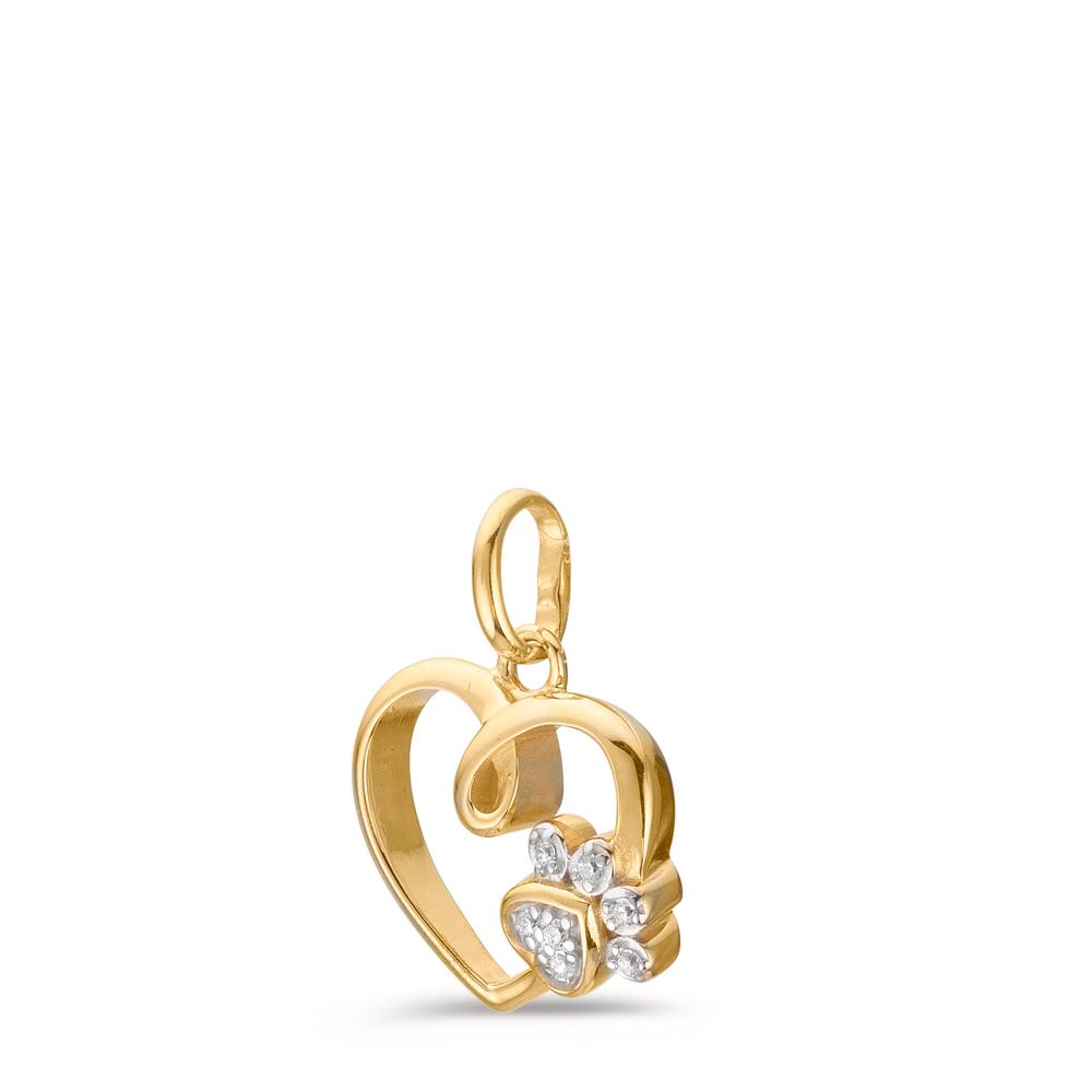 Pendentif Or jaune 9K Zircone 7 Pierres Coeur Ø12 mm
