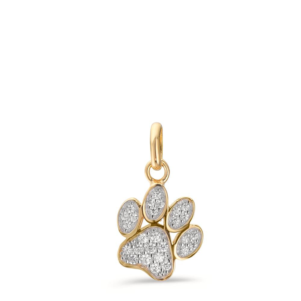 Anhänger 375/9 K Gelbgold Zirkonia Pfote Ø9.5 mm