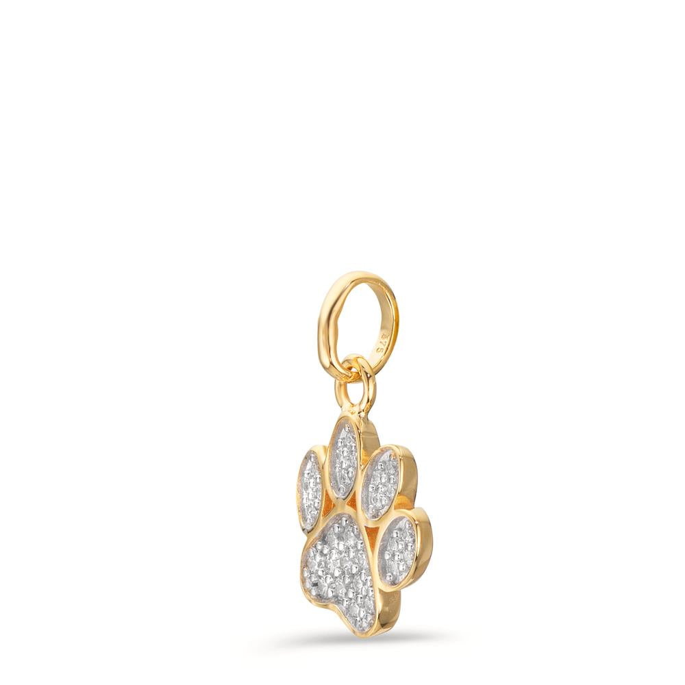 Anhänger 375/9 K Gelbgold Zirkonia Pfote Ø9.5 mm