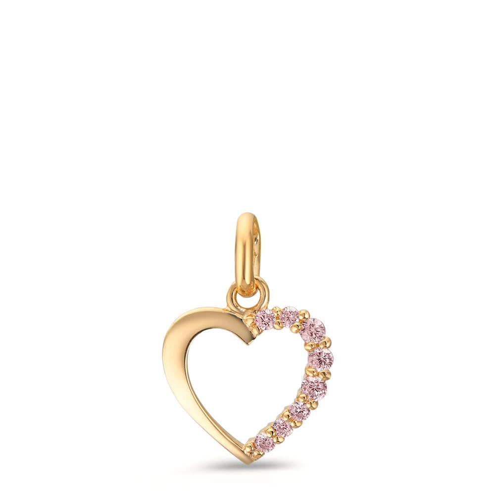 Anhänger 375/9 K Gelbgold Zirkonia rosa Herz Ø10 mm