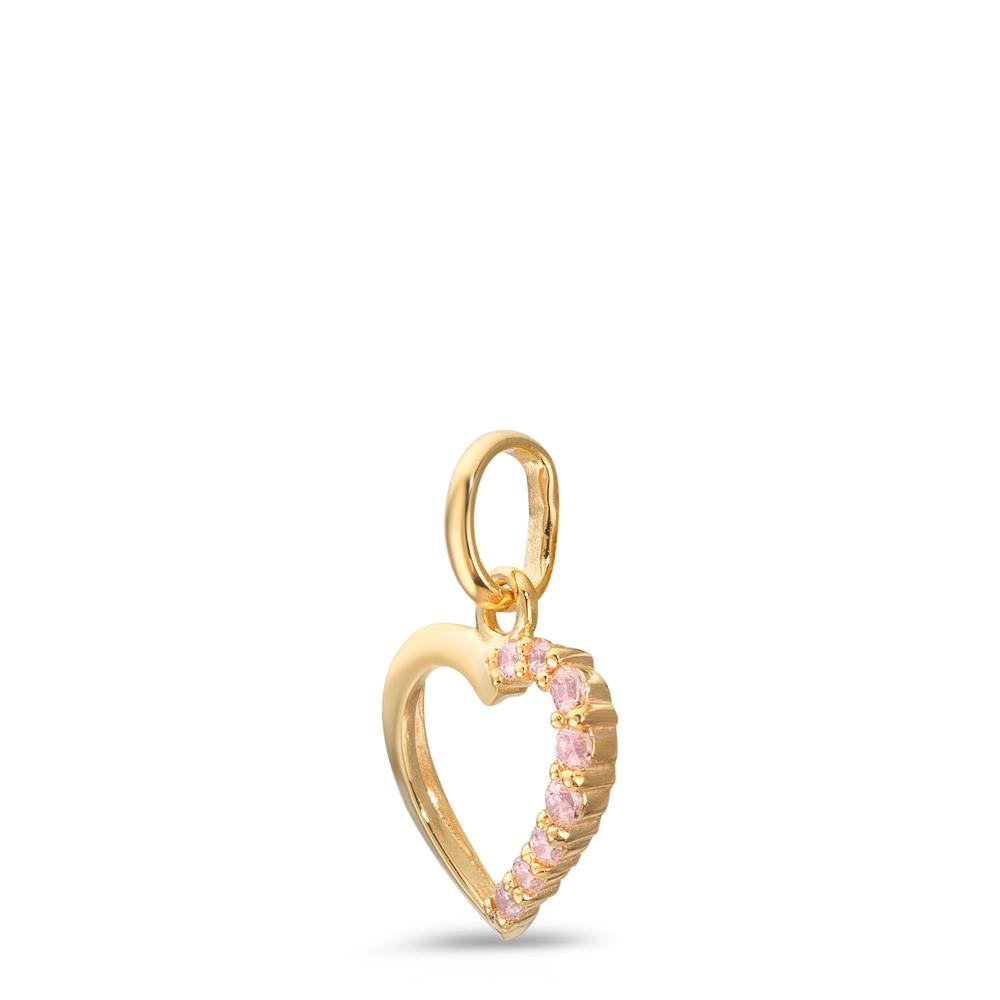 Ciondolo Oro giallo 375/9K Zirconia rosa Cuore Ø10 mm