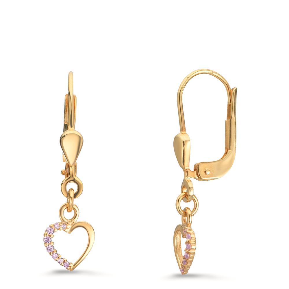 Orecchini Oro giallo 375/9K Zirconia rosa, [rund]