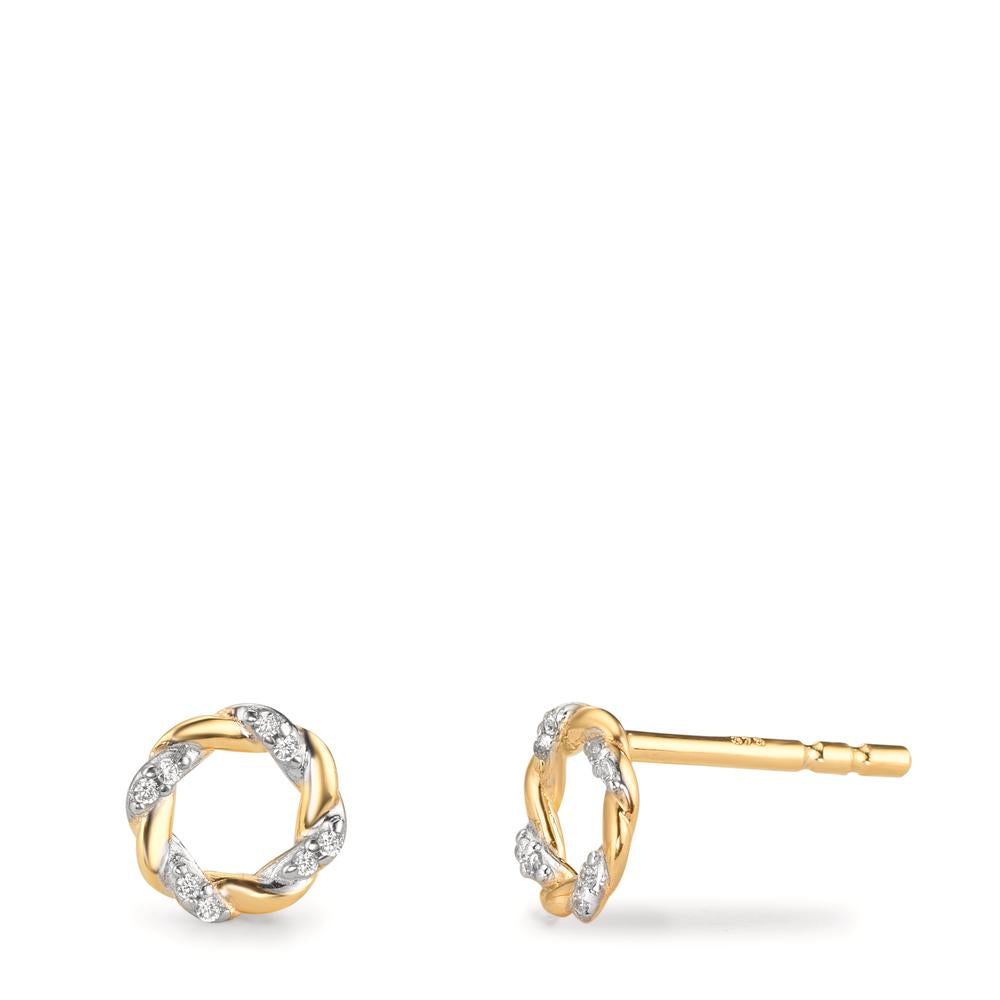 Ohrstecker 375/9 K Gelbgold Zirkonia 16 Steine Ø6.5 mm