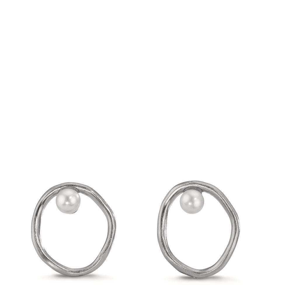 Ohrstecker Silber Süsswasserzuchtperle weiss, 2 Perlen, 3 mm Ø11 mm